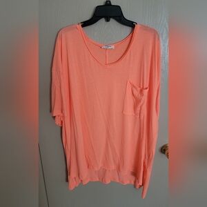Zenana Neon Orange Casual Oversized T Shirt NWOT Womens Size XL